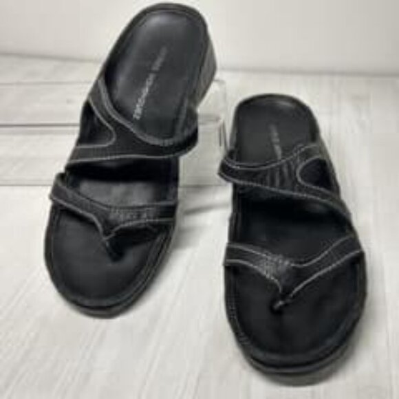 Domin Wedge Sole Sandals Black Size 7.5 - Picture 5 of 5
